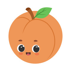 Cute cartoon apricot character vector illustration isolated on white background