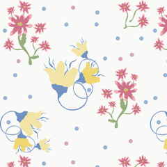 Seamless floral pastel vector pattern