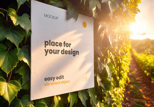 Poster Page with Vine Plants Green Forest Sunlight Mockup 03 Generative Ai