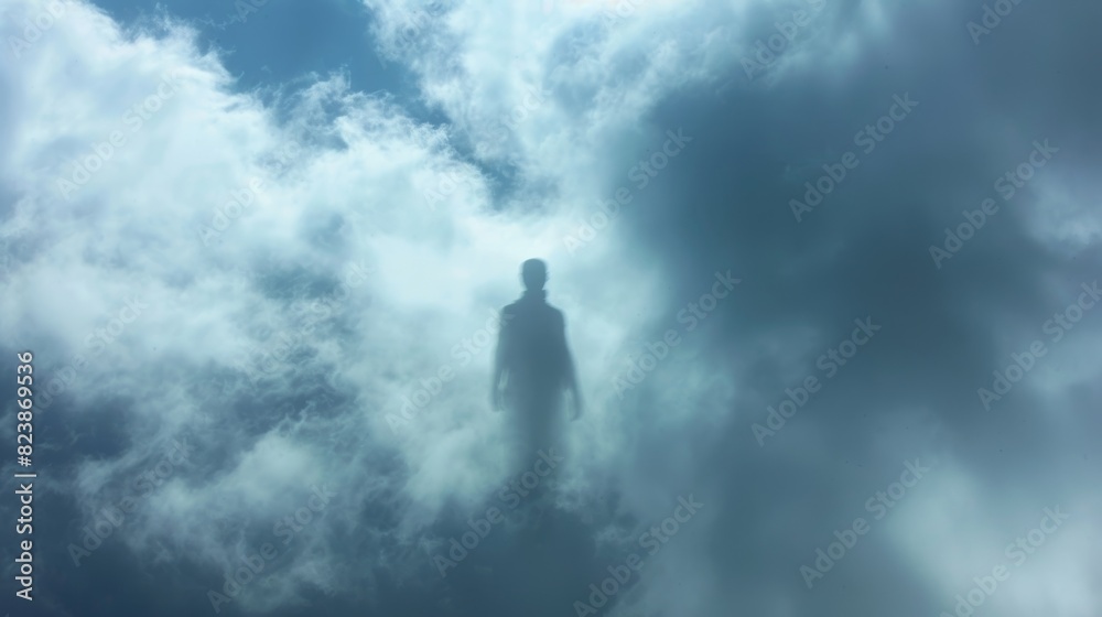 Wall mural a ghostly form casting its shadow upon the clouds creating a breathtaking optical illusion.