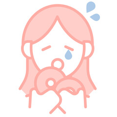 Fototapeta premium 過食する女性のシンプルな顔のアイコンイラスト