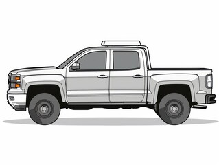 line art pickup truck canopy, side view