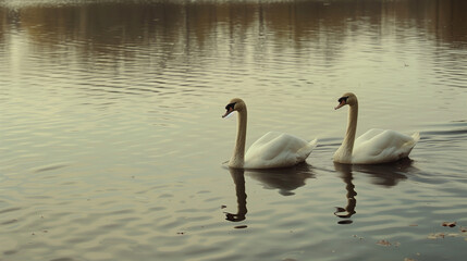 Fototapeta premium Dois cisnes na lagoa