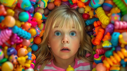 A Child Amidst Colorful Toys