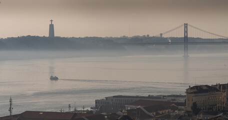 City skyline at sunset