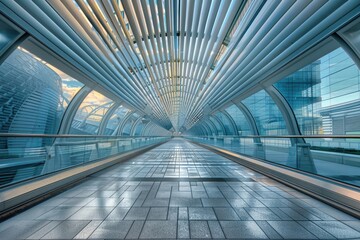 A long walkway with a skylight above it. Suitable for architectural projects. - Powered by Adobe