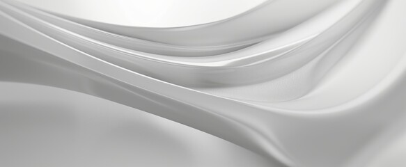 Minimalist white background with curved plastic layers, creating depth and texture.