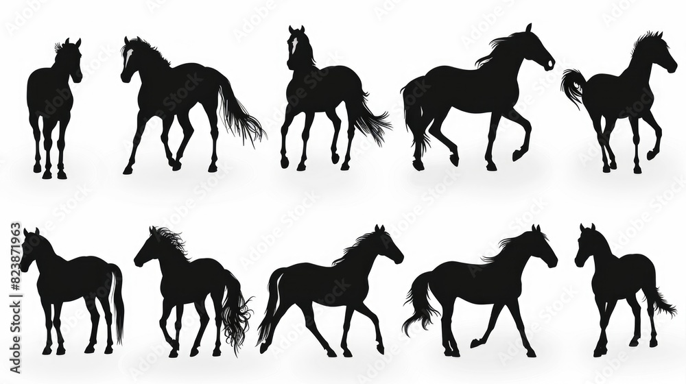 Poster A dynamic image of horses running in silhouette. Perfect for equestrian themes