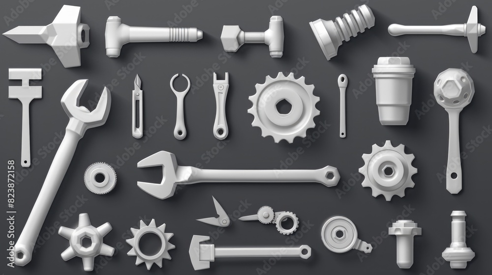 Poster Assorted tools displayed on a table, suitable for DIY projects and construction concepts