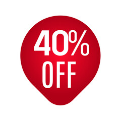 Red Discount label, 40% off label