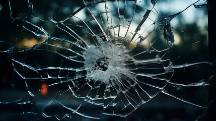 broken window. glass broken in cracks abstract background.