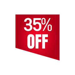 Red discount label, Red percent sign, Red discount label, Label 35% off