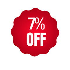 Red discount label, Red percent sign, Red discount label, Label 7% off