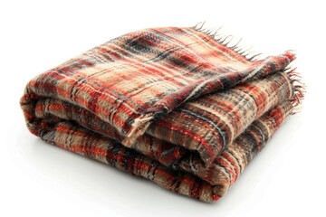 A plaid blanket folded neatly for storage. Perfect for home decor projects