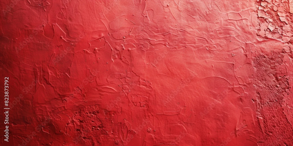 Poster detailed view of a vibrant red painted wall, suitable for background or texture use