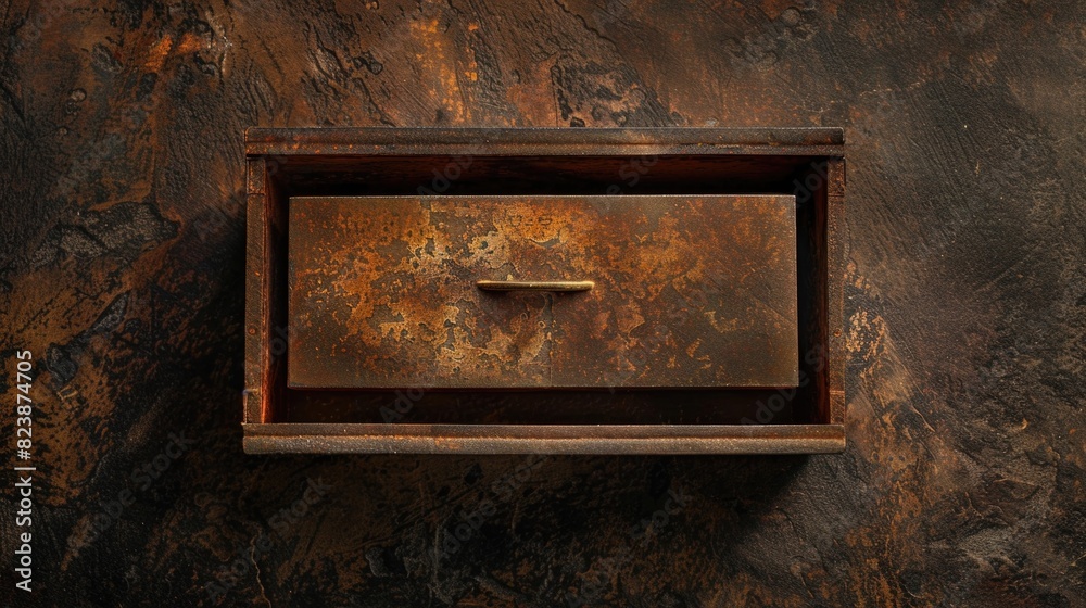 Poster a rusty wall with a drawer attached. ideal for interior design projects