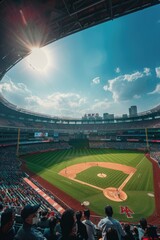 Obraz premium A busy baseball game scene, suitable for sports themes