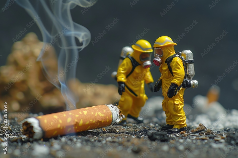 Aufkleber miniature couple figurines standing next to a cigarette. suitable for various concepts