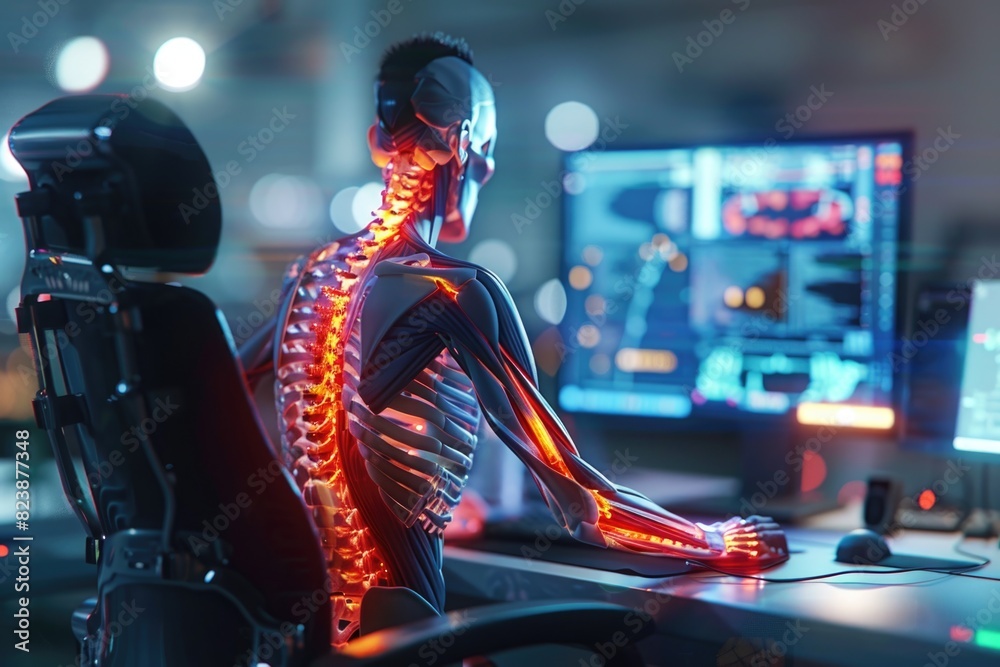 Aufkleber a man sitting at a desk with a computer, suitable for business concepts