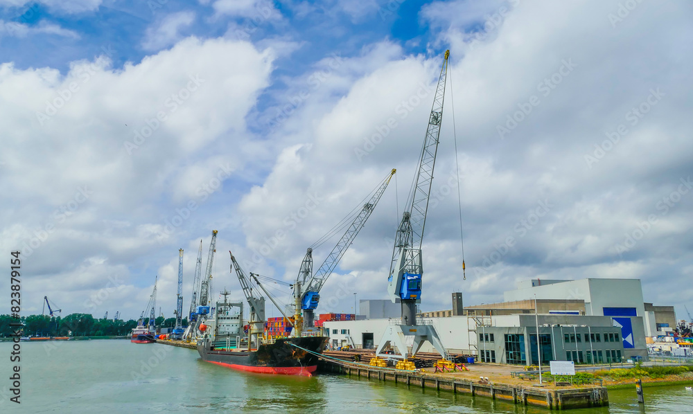 Wall mural dock in harbor of rotterdam netherlands