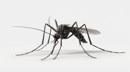 Close up of a mosquito on a white background. Suitable for medical, pest control, or nature concepts