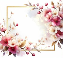 Cherry blossom floral border for invitations, greeting cards, and seasonal designs