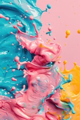 Close up shot of pink and blue liquid, great for science or abstract backgrounds