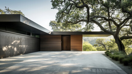 Modern house with empty driveway