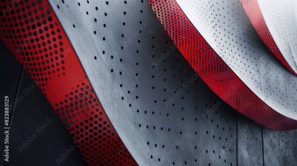 Poster close up of a metal surface with a red stripe. perfect for industrial concepts