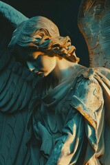 Obraz premium Detailed view of an angel statue, suitable for religious or memorial concepts
