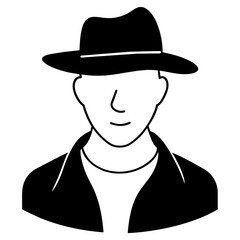 a man wearing a hat in a standing pose with a stylish shape vector silhouette (6)