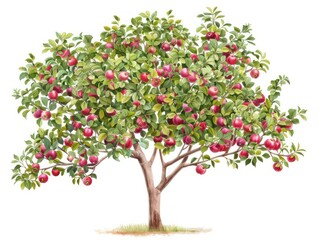 apple tree view, white background