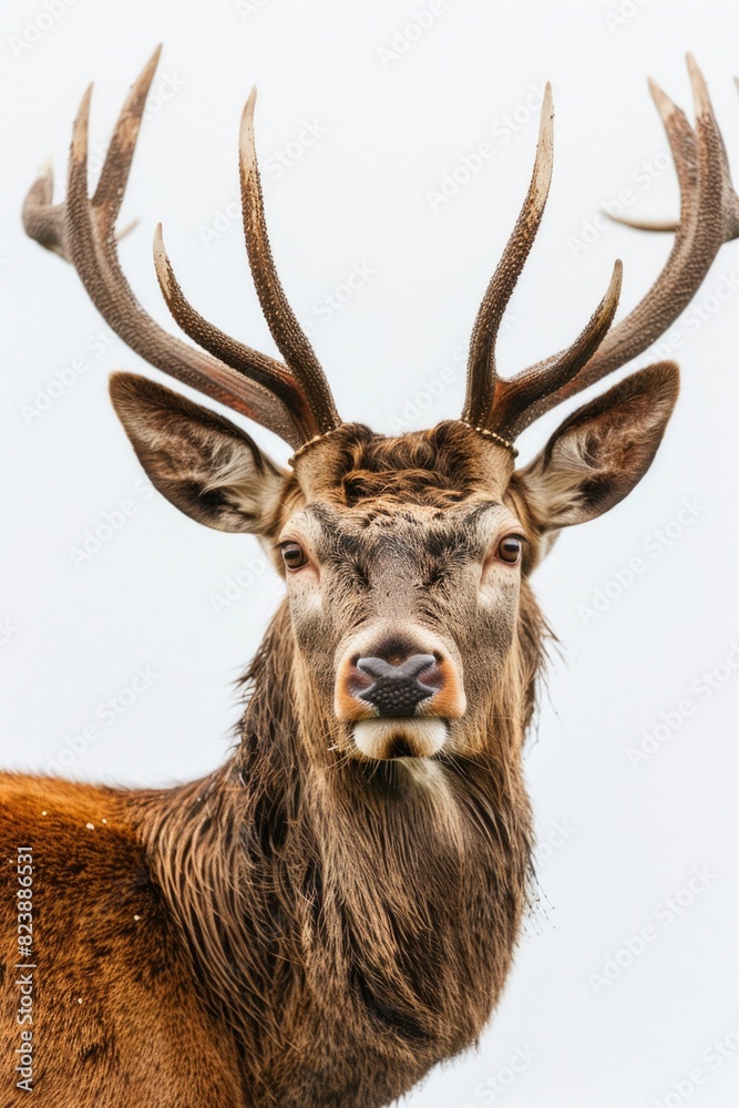 Poster a close-up image of a deer with impressive horns, suitable for various nature and wildlife projects