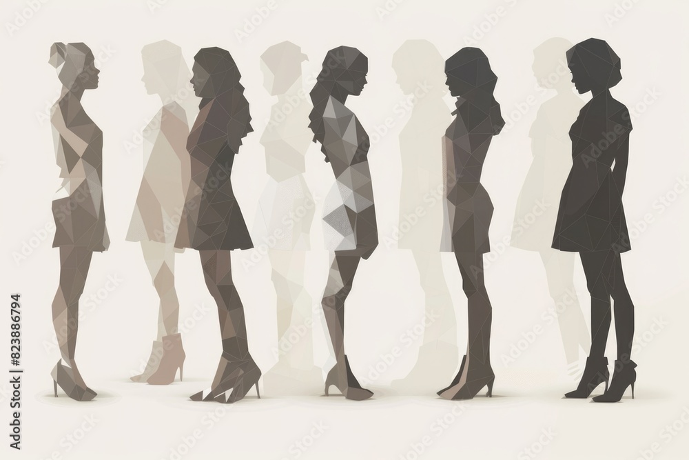 Poster A group of women standing next to each other. Ideal for diversity and unity concepts