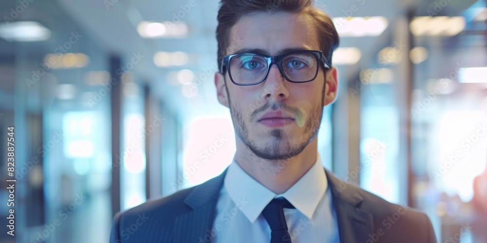 Poster professional man in formal attire. suitable for business concepts