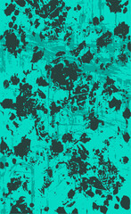 Turquoise grunge style background. Vector texture of paint, streaks, blotches