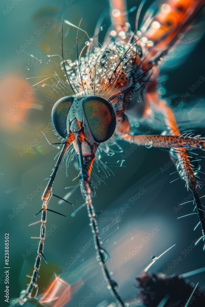 Poster detailed view of a bug on a plant, suitable for nature and wildlife concepts