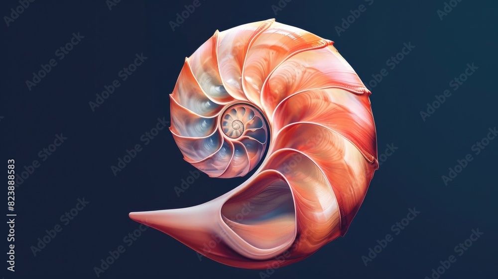 Poster detailed view of a shell on a dark backdrop. ideal for marine and nature themes