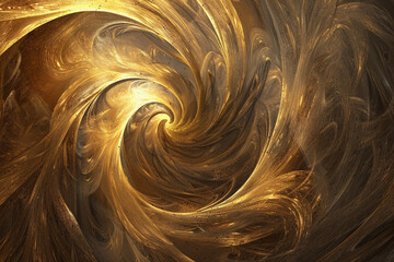Dynamic swirls in shades of gold and brown, creating a rich, textured abstract background,