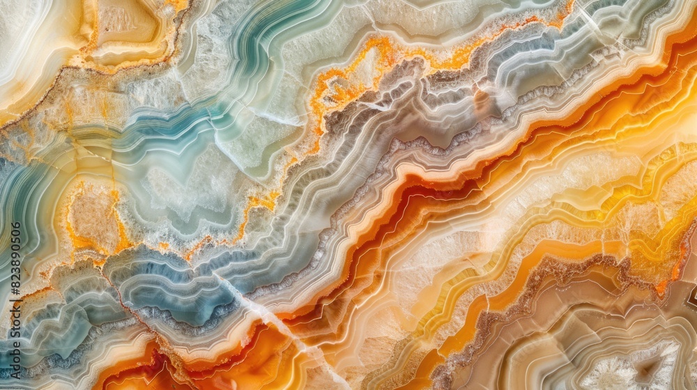 Poster close up of a vibrant and colorful marble, perfect for various design projects