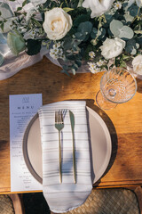 table setting with flowers