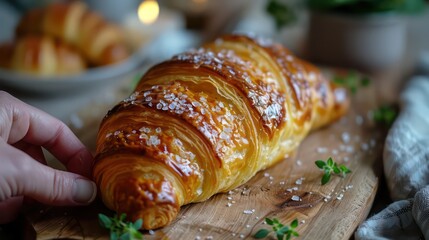 golden brown croissant with the soft, buttery texture