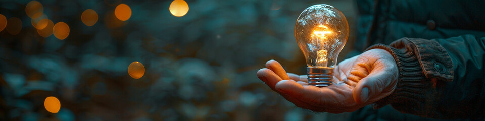 Person Holding Light Bulb in Front of Dark Background