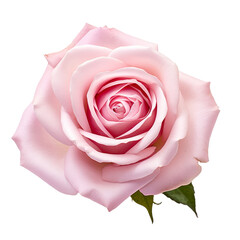 A single pink rose in full bloom isolated on transparent background, png, cut out