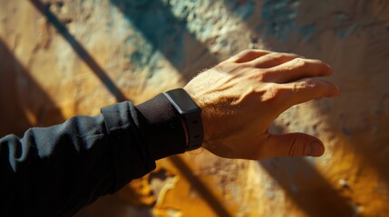 Close-up of a person's hand wearing a watch. Suitable for time management concepts