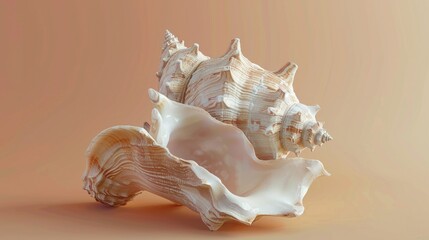Obraz premium Close up of a shell on a table, perfect for beach-themed designs