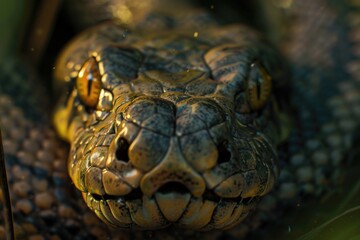 Detailed shot of a snake's head, perfect for educational materials
