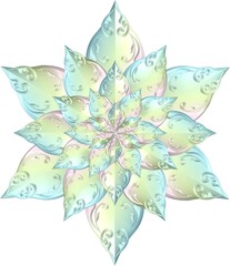 green pink and blue shade big 3d shiny floral star