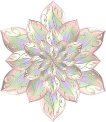 3d shiny biscut color green and lavender shade ornamented floral star