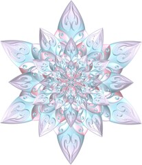 glossy pink blue and purple ornamented big floral star